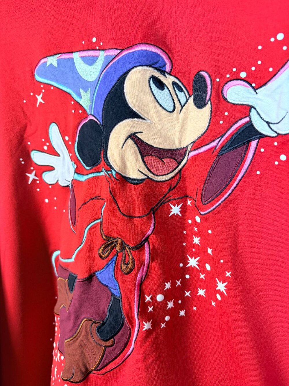Walt Disney World Sorcerer Mickey Mouse Red Pullover Sweatshirt Adult Size 1X - Picture 2 of 7